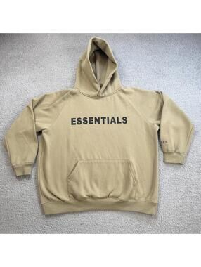 Fear Of God Essentials Tan Pullover Hoodie XL Oversized Sweatshirt Fleece